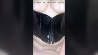 Slut in pvc corset