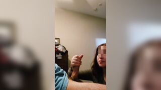 Joking with my EX while she Strokes and Sucks my Dick