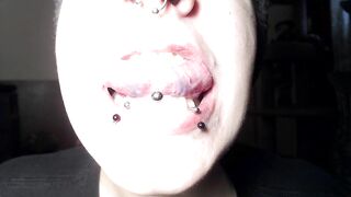 Closeup Mouth Tour Pierced Lips Tongue