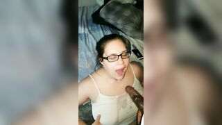 Cheating Big Tit Ex GF wants BBC Cum on her Glasses! Huge Facial, Licks up Daddy's Nut!