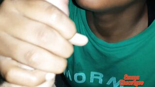 Black Girl Sucking his Brother's best Friend's Dick and Swallowing his Cum