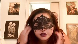 Masquerade Mask, Fingering and Rubbing my Pierced Pussy through Soaked Orange Panties