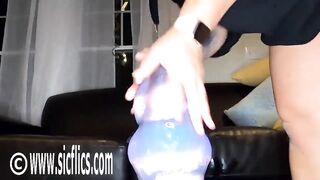 Devouring Gigantic Dildo Balls Deep