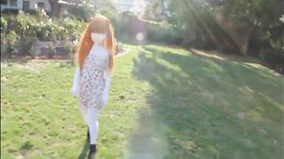 Kigurumi girl in the park :3