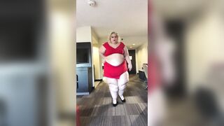 SSBBW Instagram Model In Small Red Dress