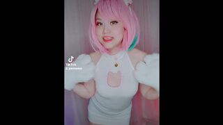 Cat Girl Pink Hair MMD Dance Cosplay Tokyo Arigatou