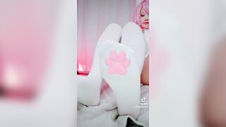 Cat Girl Pink Hair MMD Dance Cosplay Feet Stockings Nylons Shape of your Body