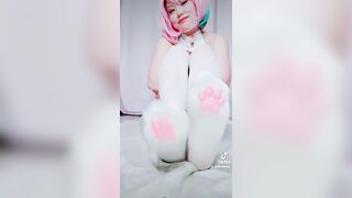 Cat Girl Pink Hair MMD Dance Cosplay Feet Stockings Nylons Shape of your Body