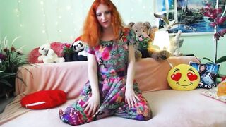 Russian Beautiful Redhead Woman Tease in Doggystyle after Undress Summer Dress