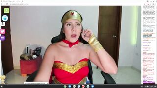 super horny wonder woman cosplay wants to fuck on cam