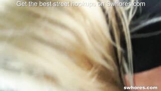 Euro blonde street slut fucks all-inclusive for 40 Euros POV