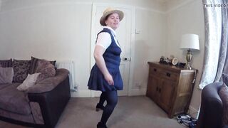 StepMom wearing Schoolgirl Uniform with Stockings & Suspenders