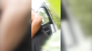 Car flash and masturbating with cumshot on pussy