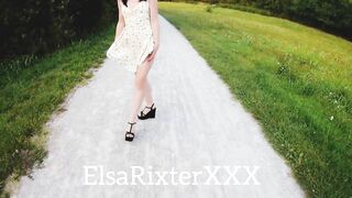 My Walk, Public Flashing in the City Park, Hot Pussy no Panties. ElsaRixterXXX