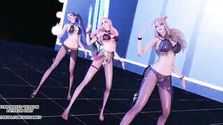 MMD Kara - Step Ahri Kaisa Seraphine Sexy Hot Kpop Dance