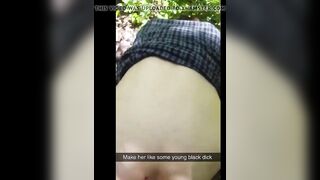 Creamping a milf in the outdoors then put it on snapchat