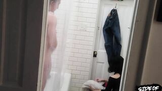 Shower Scene from Sissy Cuckold Threesome