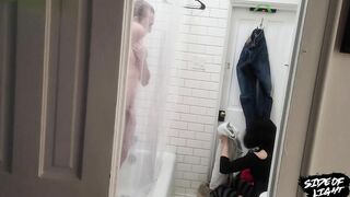 Shower Scene from Sissy Cuckold Threesome