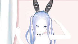 MMD lo chan, shake it - hentai mmd dance, playboy costume, blue hair edit, smixix