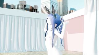 MMD lo chan, shake it - hentai mmd dance, playboy costume, blue hair edit, smixix