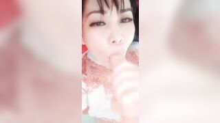 Hard suck with  dildo,  pretty face asian, chillax