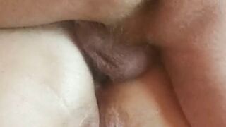 torments my ass with his dick and cums in it close-up