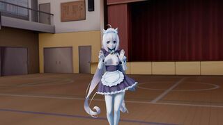 A cute student danced in cosplay with bare breasts, not realizing that her classmate was watching her