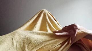 Morning masturbation under the blanket.