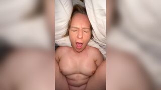 Mom shares bed and begs step son not to cum in her but enjoys his cock