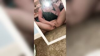 Horny lil slut plays with her pussy