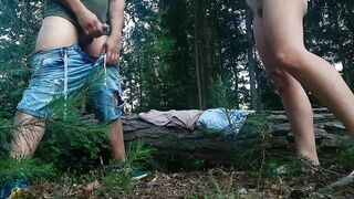 Friend Fucks Me Greedily in the forest while my boyfriend picks mushrooms.