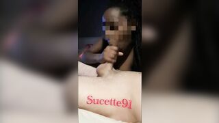 this black girl gives a good blowjob to her white guy