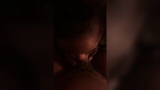 Dark chocolate ebony sucking long black dick