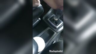 Slut jumps on the gearshift knob