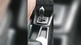 Slut jumps on the gearshift knob