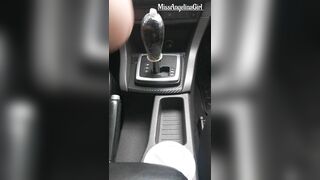 Slut jumps on the gearshift knob