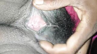 Horny Desi Wife Rubbing her clit & make completion after playing with her wet hairy pussy