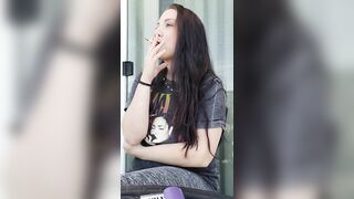 Ally Lust smoking in public, flash at the end.