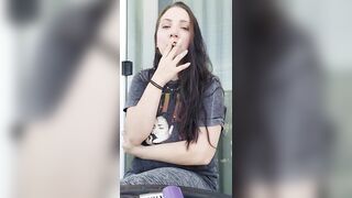 Ally Lust smoking in public, flash at the end.