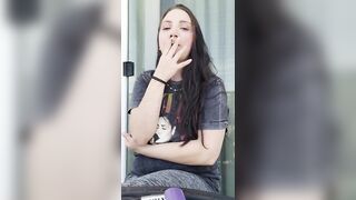 Ally Lust smoking in public, flash at the end.