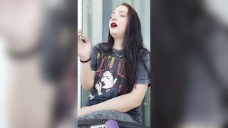 Ally Lust smoking in public, flash at the end.