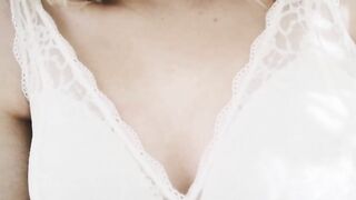 Gentle masturbation in beautiful white lingerie