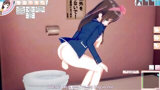 Koikatu - Kizuna AI gets fucked in a bathroom doggystyle 3D HENTAI