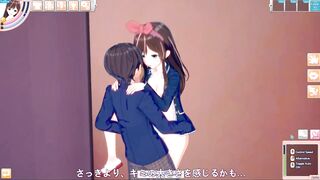 Koikatu - Kizuna AI gets fucked in a bathroom doggystyle 3D HENTAI