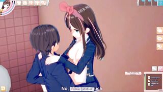 Koikatu - Kizuna AI gets fucked in a bathroom doggystyle 3D HENTAI