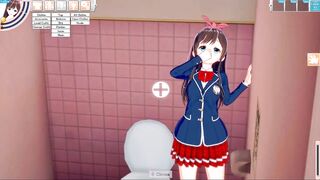 Koikatu - Kizuna AI gets fucked in a bathroom doggystyle 3D HENTAI