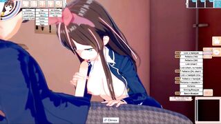 Koikatu - Kizuna AI gets fucked in a bathroom doggystyle 3D HENTAI