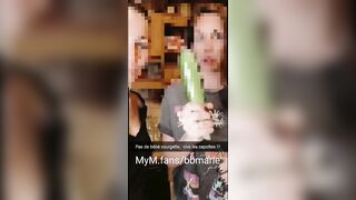 Deux belle sœur MILF bisexuelle se baise HARD avec des courgettes