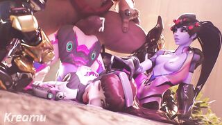 Overwatch - Dva & Widowmaker Orgasmic Doggy With Massive Cumshot (Sound)