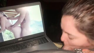 Sucking dick and watching porn so hottt